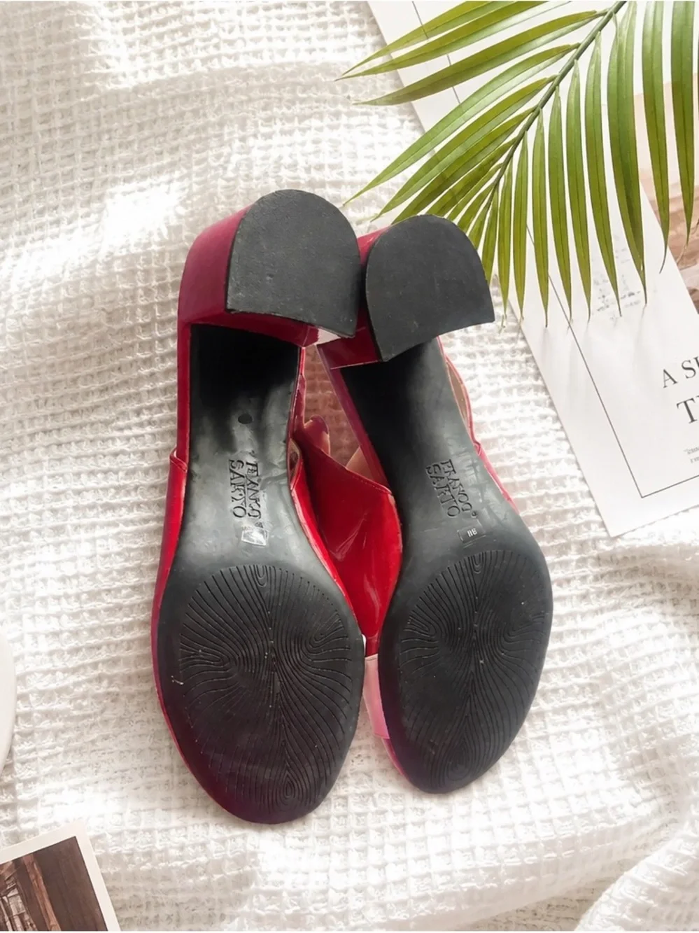Franco Sarto Red Slingback Block Heel Pumps